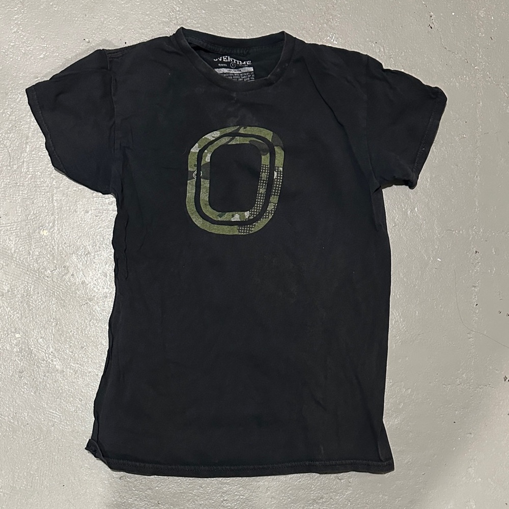 Overtime Black men size small Tee with Green Graphic